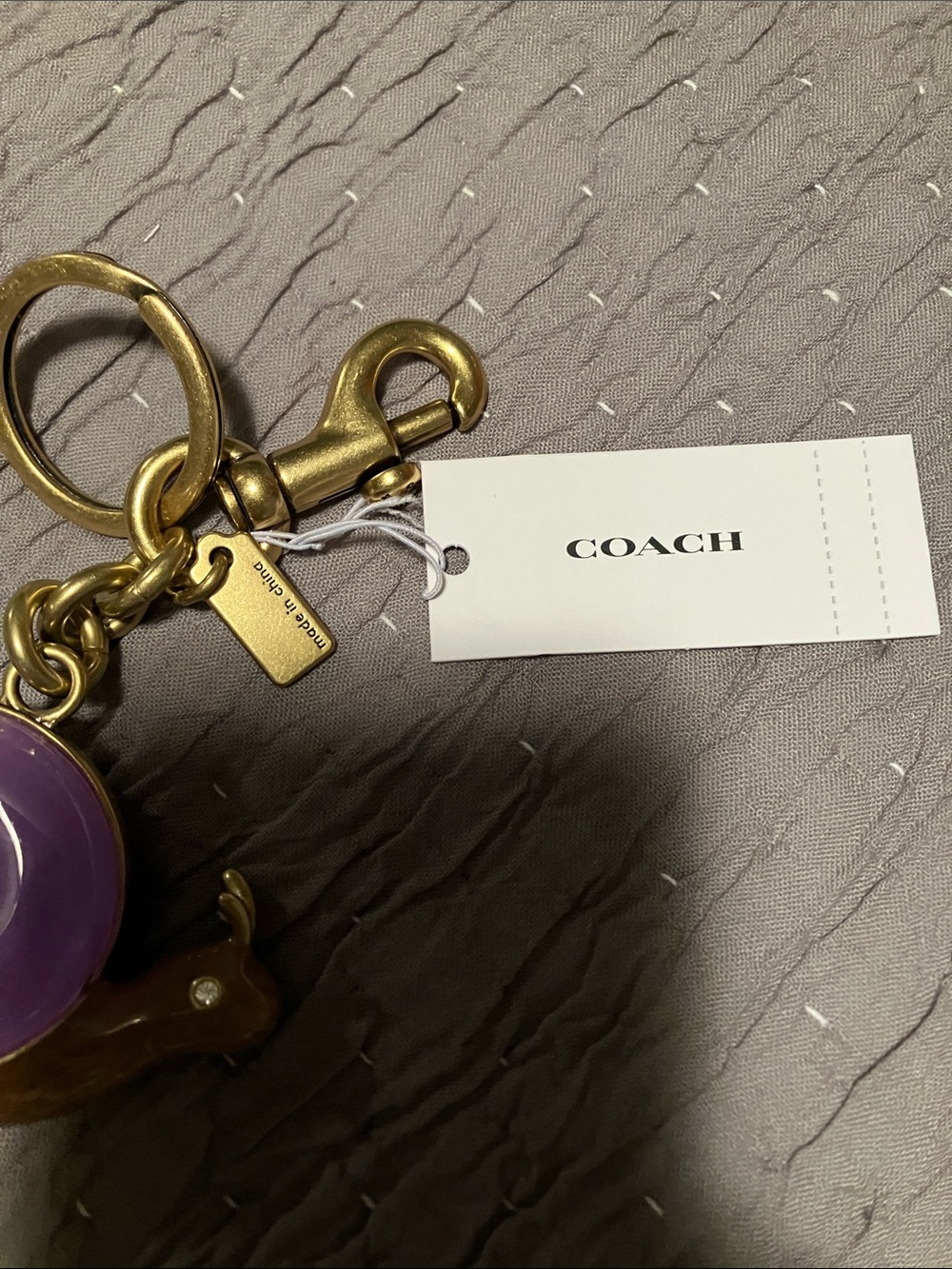 COACH. Snail Keychain Charm with Purple Shell and Gold Hardware. ADORABLE! FIRM - Picture 9 of 11